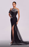 Formal Dresses Pleated Metallic Long Formal Fitted Prom Dress Black/Silver