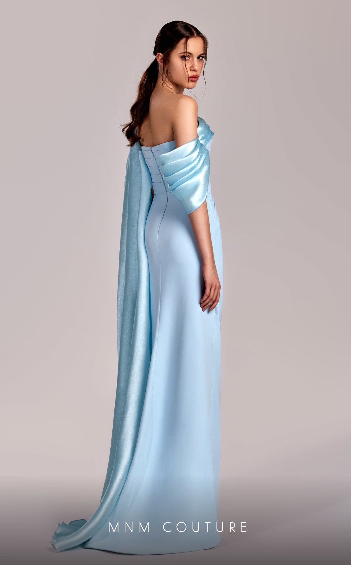 Formal Dresses Pleated Long Formal Slit Evening Dress Blue