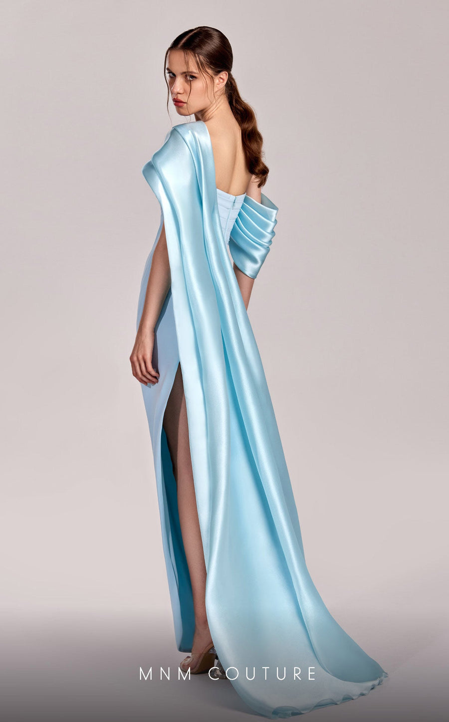 Formal Dresses Pleated Long Formal Slit Evening Dress Blue