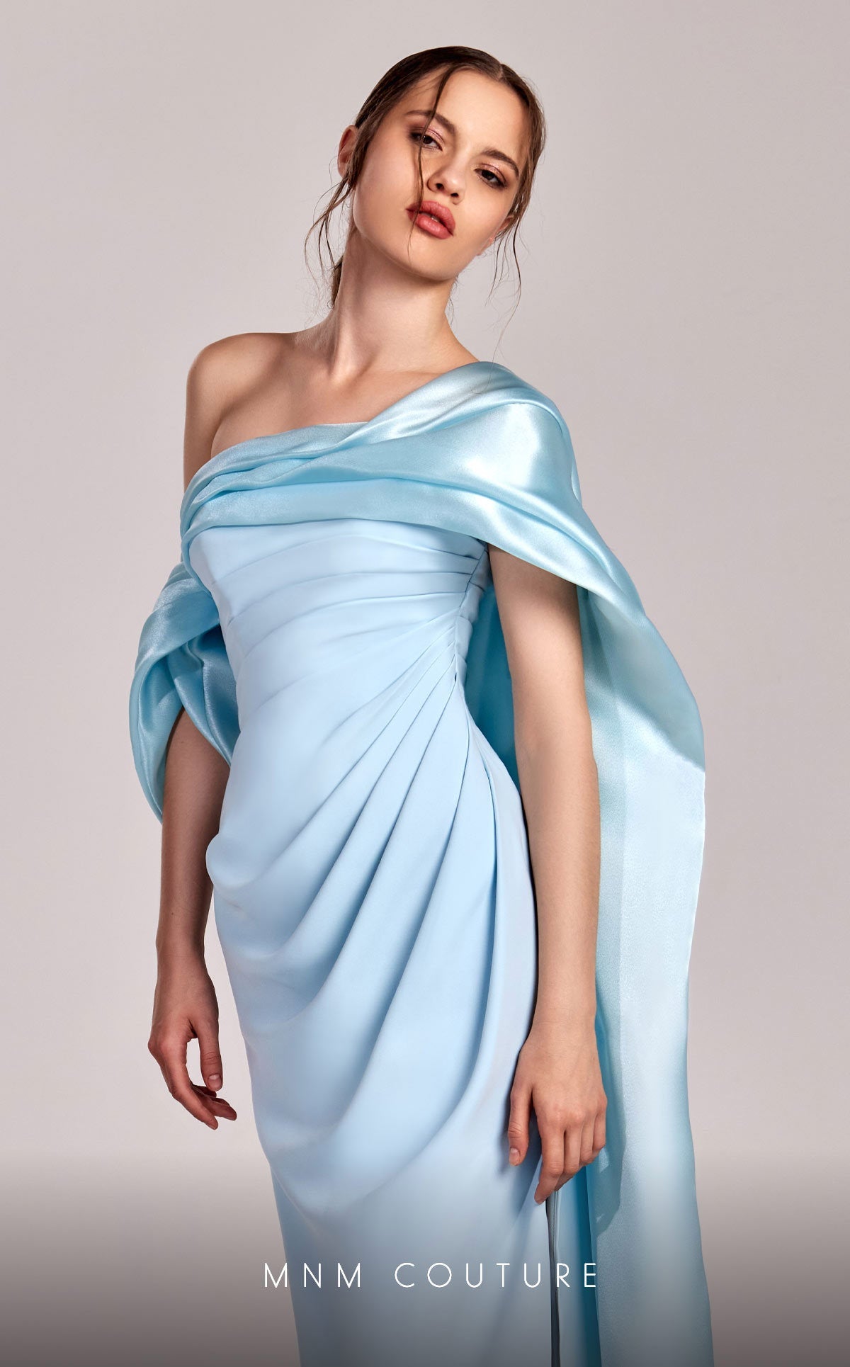 Formal Dresses Pleated Long Formal Slit Evening Dress Blue