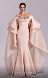 Formal Dresses Mermaid Formal Long Evening Ruffled Cape Dress Salmon