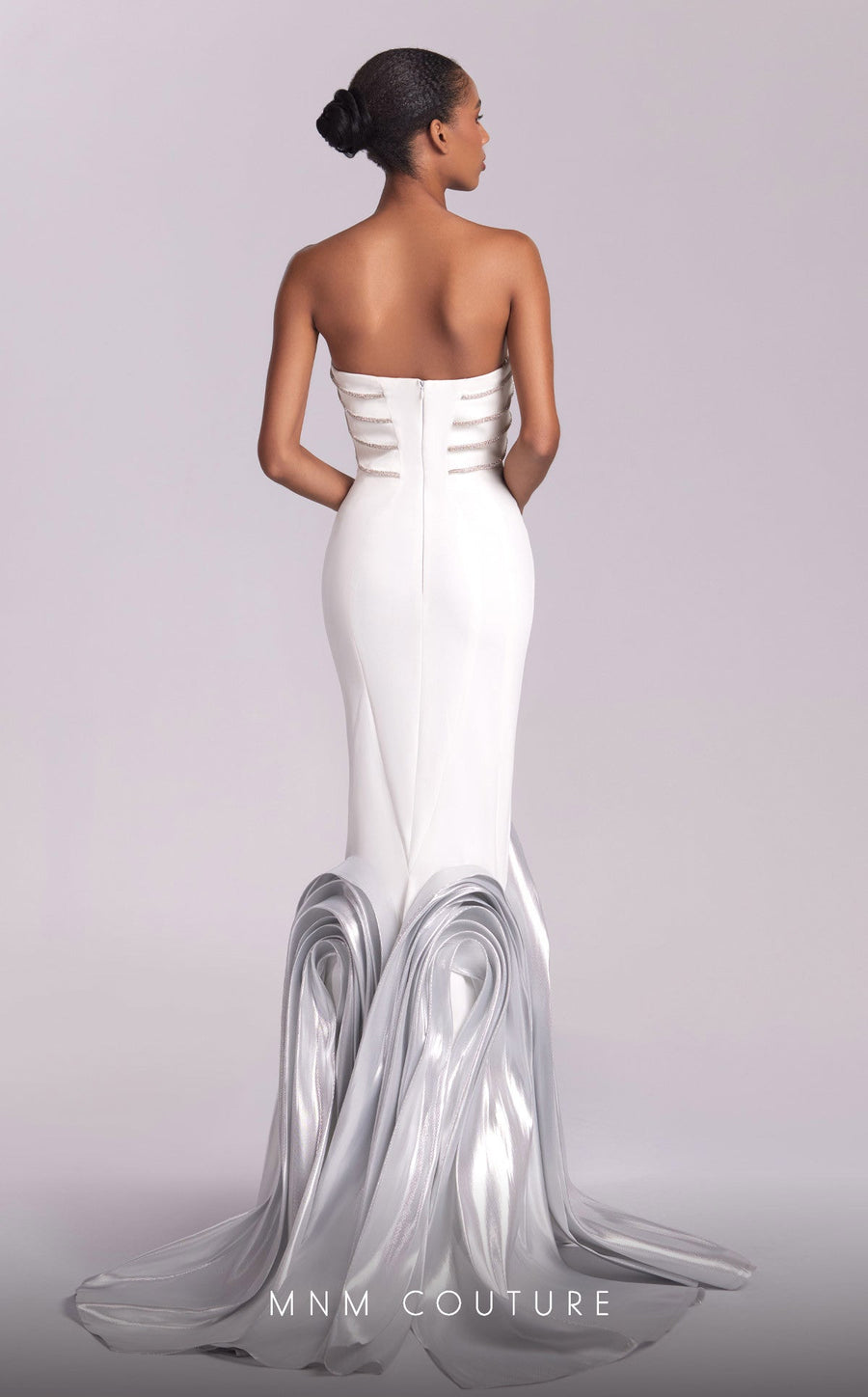 Prom Dresses Long Mermaid Formal Beaded Metallic Prom Dress Off White/Silver