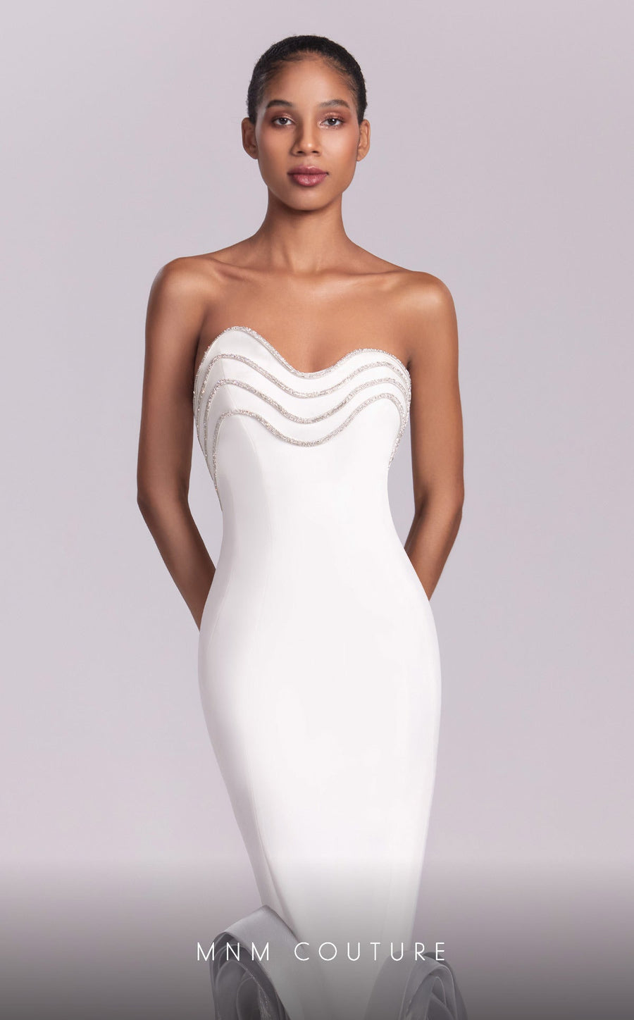 Prom Dresses Long Mermaid Formal Beaded Metallic Prom Dress Off White/Silver