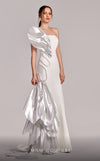 Formal Dresses Mermaid Long Beaded Formal Metallic Prom Dress Off White/Silver