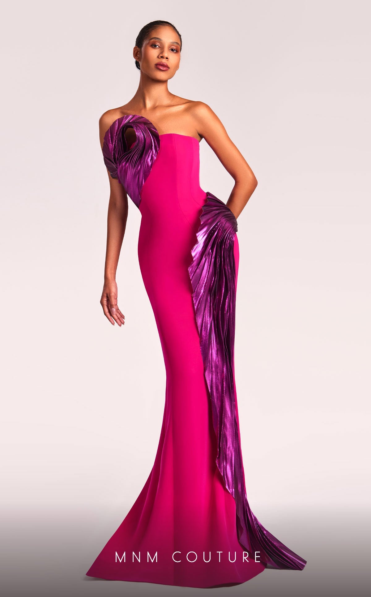 Formal Dresses Long Mermaid Metallic Formal Prom Dress Fuchsia