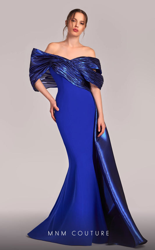 Formal Dresses Mermaid Fit Long Formal Metallic Evening Dress Royal Blue