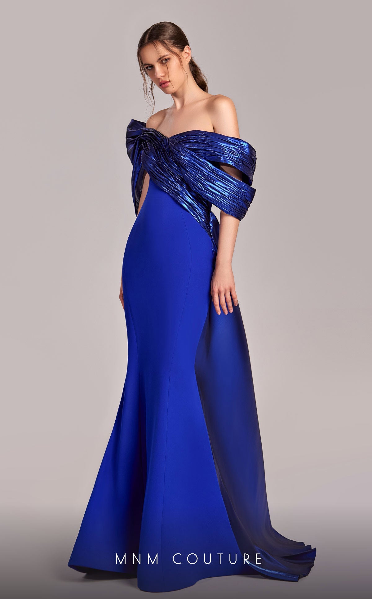 Formal Dresses Mermaid Fit Long Formal Metallic Evening Dress Royal Blue