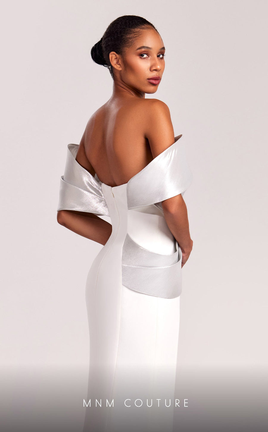 Formal Dresses Long Mermaid Fitted Formal PleatedEvening Dress Off White/Silver