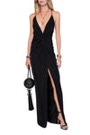 Prom DressesLong Formal Fitted Slit Prom Dress Black