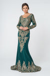 Long Sleeve Dress Formal Evening Gown - The Dress Outlet Elizabeth K Teal