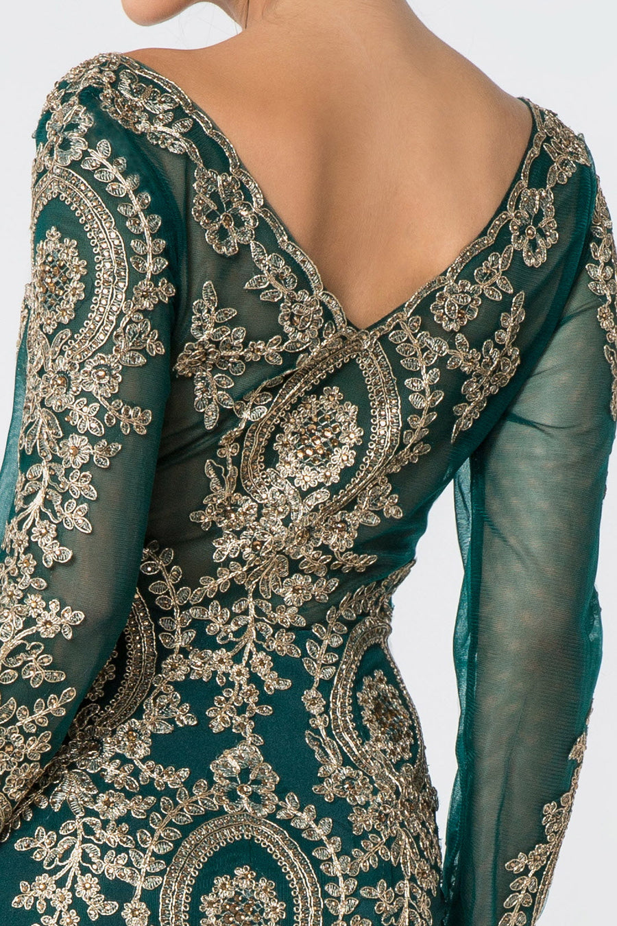 Long Sleeve Dress Formal Evening Gown - The Dress Outlet Elizabeth K Teal