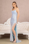 Prom Dresses Long Spaghetti Strap Prom Dress Baby Blue