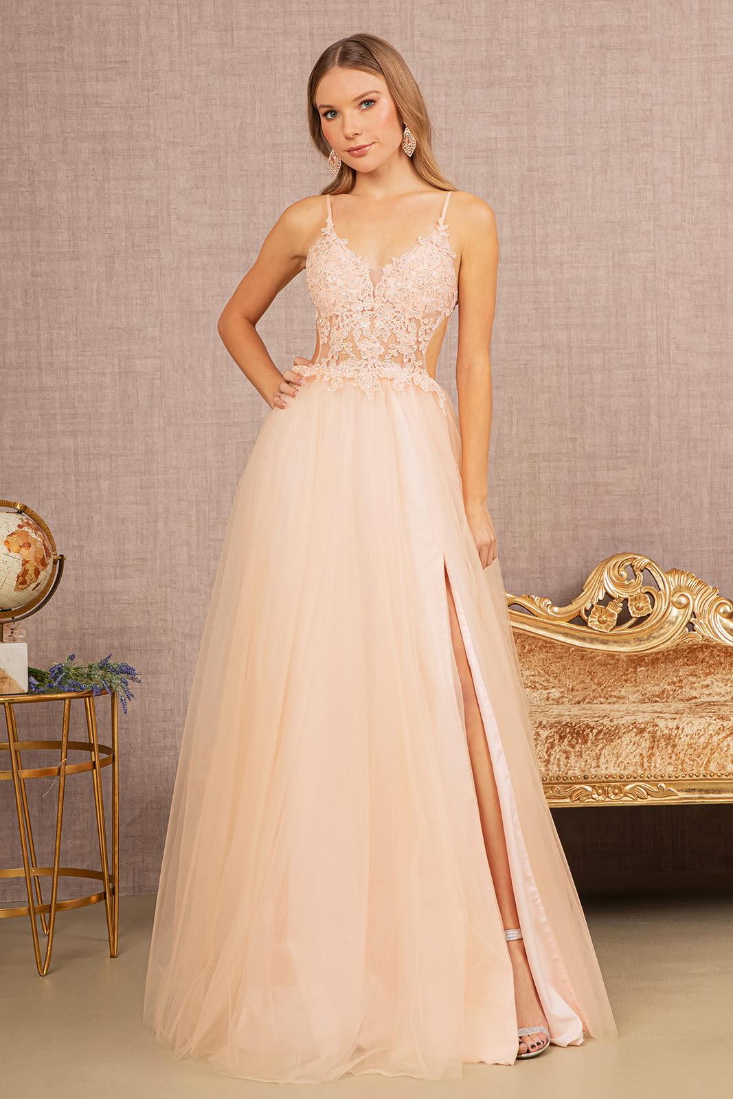 Prom Dresses Long Spaghetti A Line Prom Dress Blush