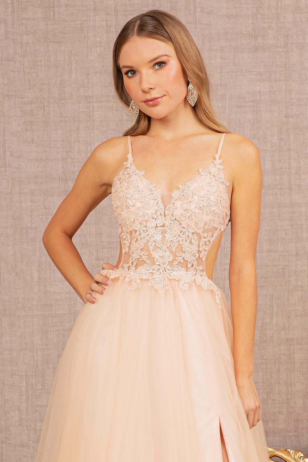 Prom Dresses Long Spaghetti A Line Prom Dress Blush