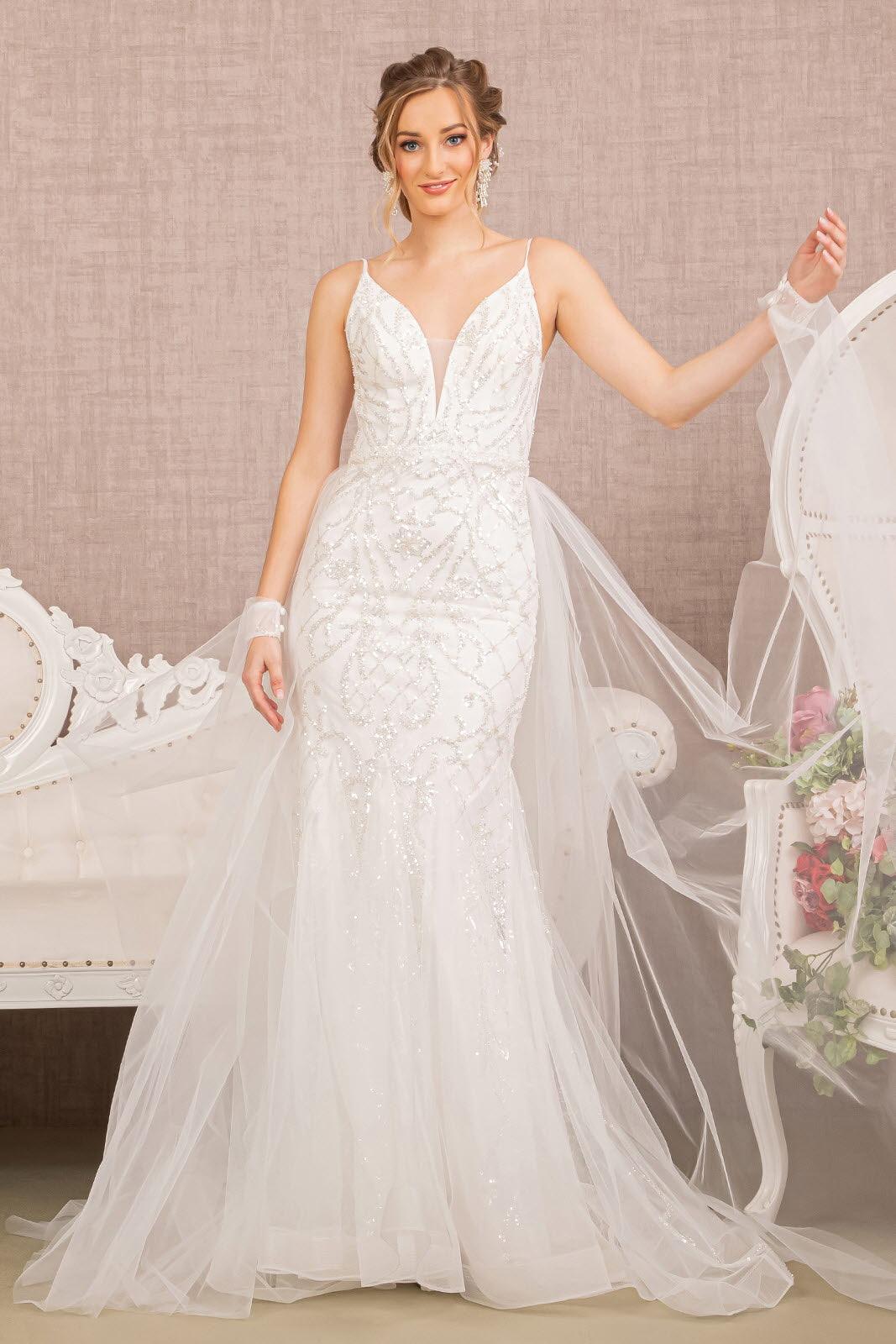 Wedding Dresses Long Spaghetti Strap Wedding Dress Ivory