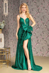 Prom Dresses Glitter Side Waist Drape Mermaid Prom Long Dress Green