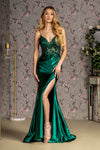 Prom Dresses Prom Sheer Bodice V back Mermaid Long Dress Green