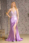 Prom Dresses Prom Sheer Bodice V back Mermaid Long Dress Lilac