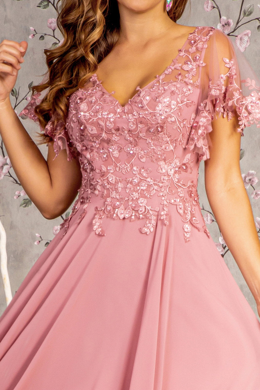 Mother of the Bride Dresses 3D Flower A line Long Mother of the Bride Dress Dusty Rose