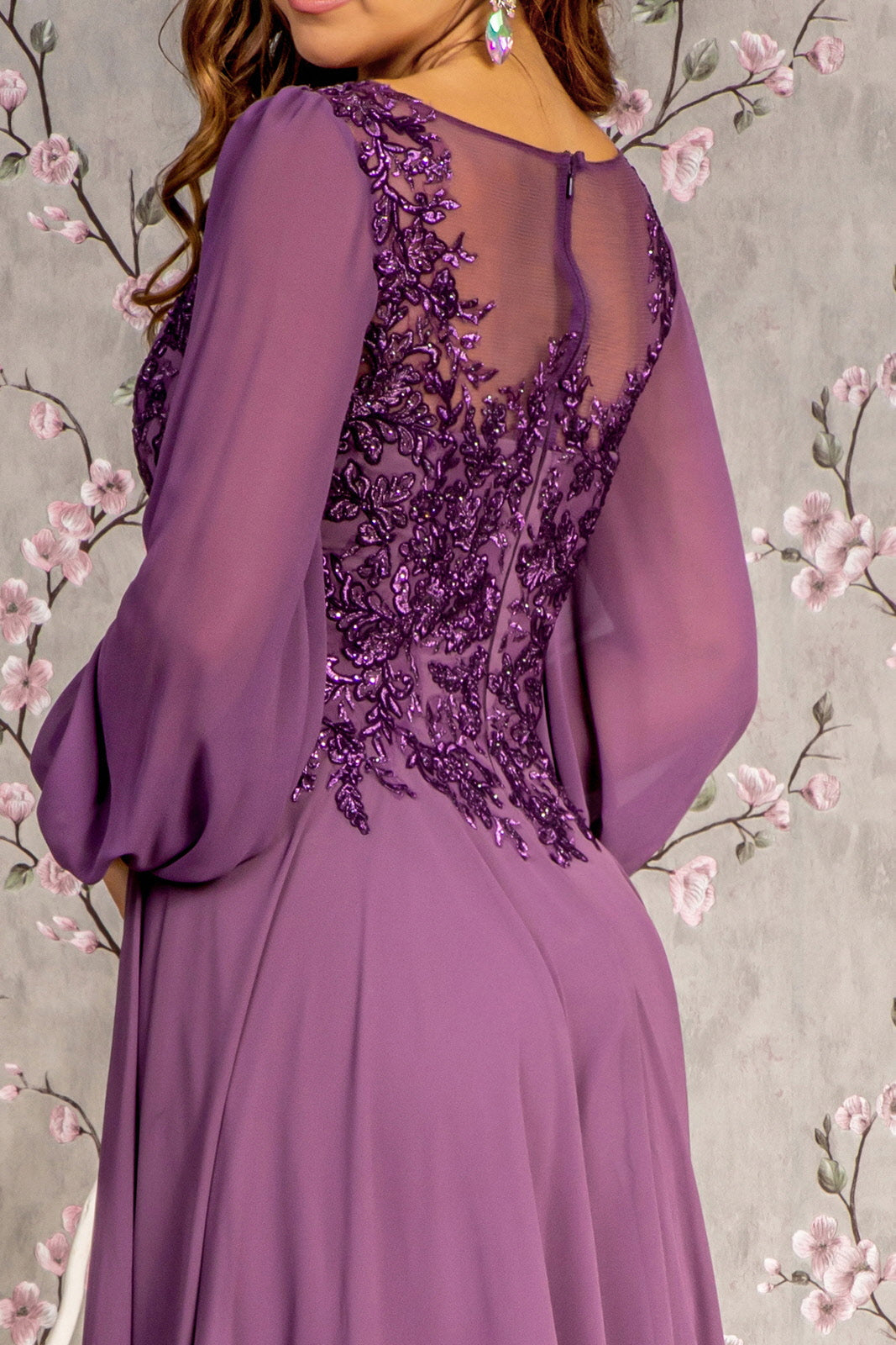 Mother of the Bride Dresses Floral A line Long Mother of the Bride Dress Purple