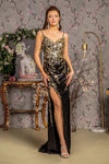 Prom Dresses Metallic Mermaid Long Side Slit Prom Dress Black
