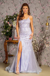 Prom Dresses Metallic Prom Trumpet Long Side Slit Dress Lilac