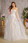 Wedding Dresses  Floral Long Side Drapes A line Wedding Gown Ivory/Champagne