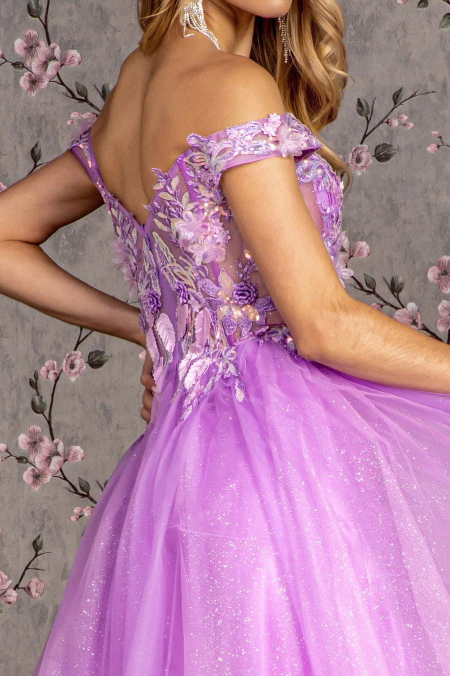 Prom Dresses Prom 3D Flower A line Long Dress Lilac