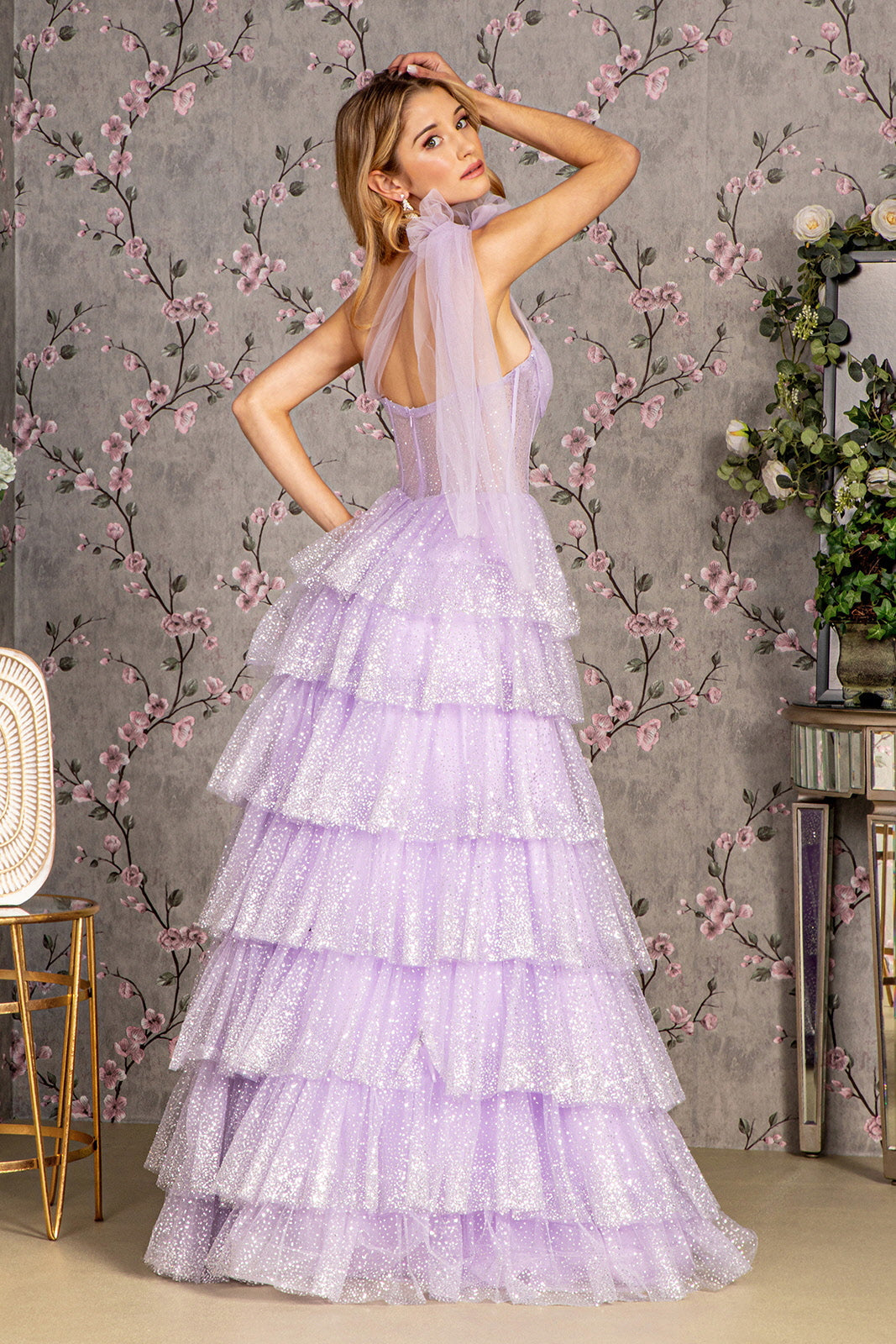Prom Dresses Prom Glitter A line Long Dress Lilac