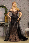 Prom Dresses Detachable Waist Drape Mermaid Long Prom Dress Black