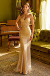 Prom Dresses Long Fitted Formal Sequin Prom Dress Champagne
