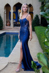 Prom Dresses Prom Fitted Sequin Long Formal Dress Navy