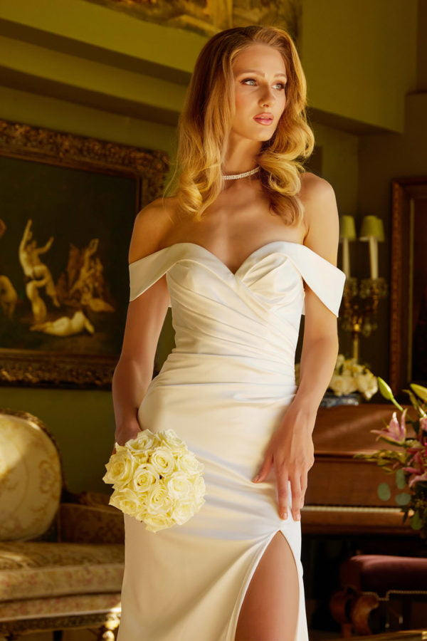 Wedding Dresses Simple Long Fitted Wedding Dress Ivory