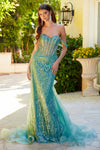Prom Dresses Prom Glitter Long Fitted Formal Overskirt Dress Sage