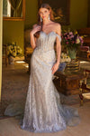 Prom Dresses Prom Glitter Long Fitted Formal Overskirt Dress Silver