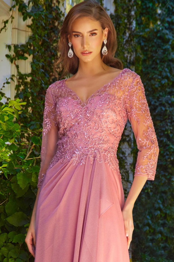 Mother of the Bride Dresses Mother of the Bride Long Sequin A Line Formal Dress Dusty Rose
