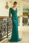 Mother of the Bride Dresses Long Formal Glitter Sequin Evening Dress Emerald Green