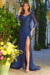 Mother of the Bride Dresses Long Formal Glitter Sequin Evening Dress Navy