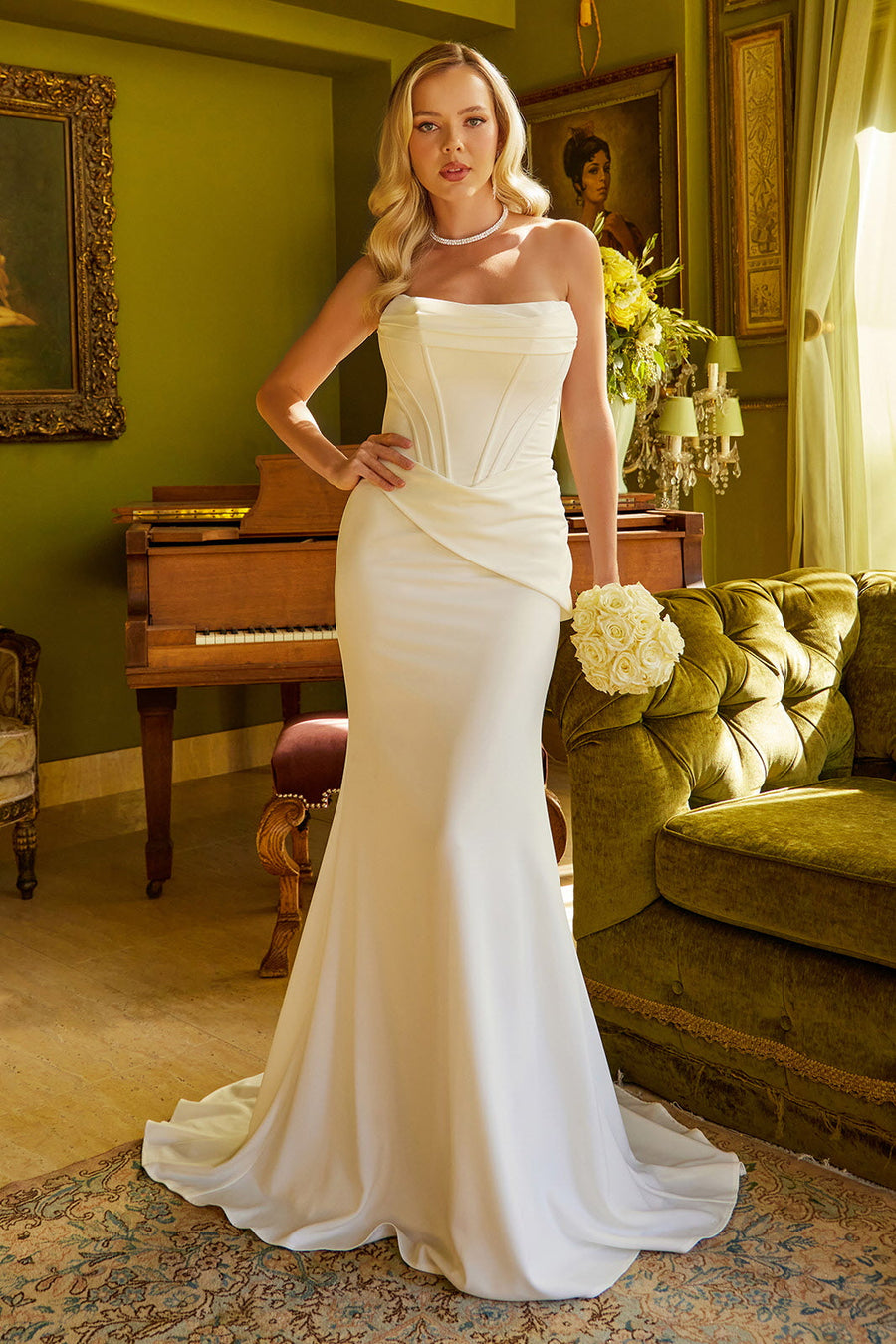 Wedding Dresses Long Simple Fitted Wedding Dress Ivory