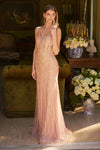 Prom Dresses Fitted Long Formal Corset Glitter Prom Dress Rose Gold