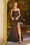 Prom Dresses Prom Long Fitted Slit Formal Corset Dress Black