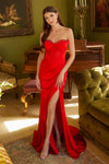 Prom Dresses Prom Long Fitted Slit Formal Corset Dress Red