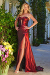 Prom Dresses Fitted Prom Long Metallic Formal Dress Burgundy