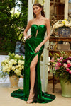 Prom Dresses Fitted Prom Long Metallic Formal Dress Emerald Green