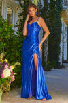 Prom Dresses Pleated Long Formal Metallic Prom Dress Royal Blue