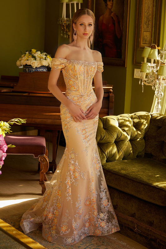 Prom Dresses Long Formal Glitter Mermaid Prom Dress Champagne