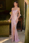 Prom Dresses Glitter Long Formal Fitted Sequin Prom Dress Rose Gold