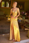Prom Dresses Long Pleated Formal Slit Prom Dress Champagne