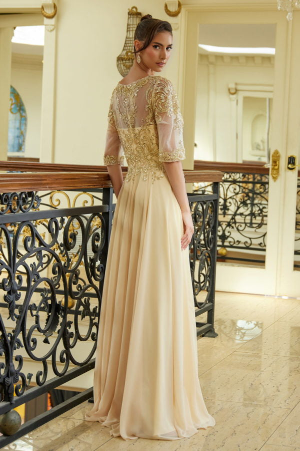 Mother of the Bride Dresses Long Formal A Line Modest Mother of the Bride Dress Champagne