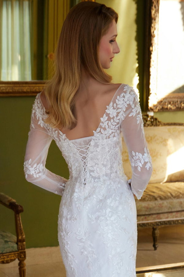 Wedding Dresses Long Sleeve Mermaid Bridal Gown Cape Wedding Dress Off White